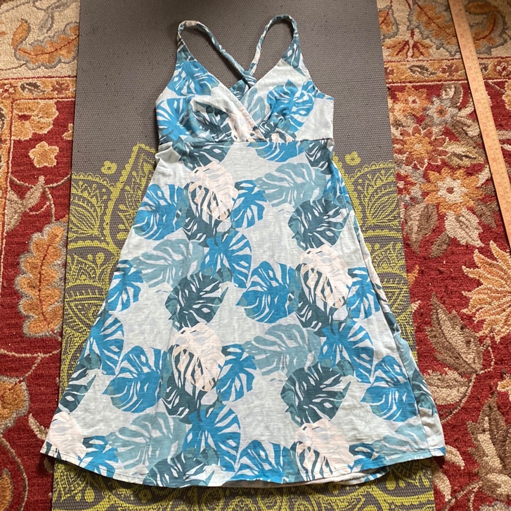 Patagonia Amber Dawn Summer dress Tarkine Fern Petra blues turquoise women’s S